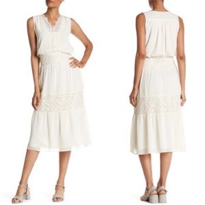 Marchesa Rose-Sleeveless Lace Midi Dress